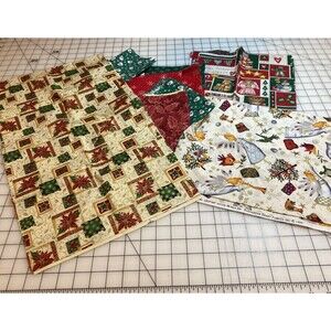 Vintage Lot of Christmas Holiday Themed Fabric Remnants Cranston Alexander Henry